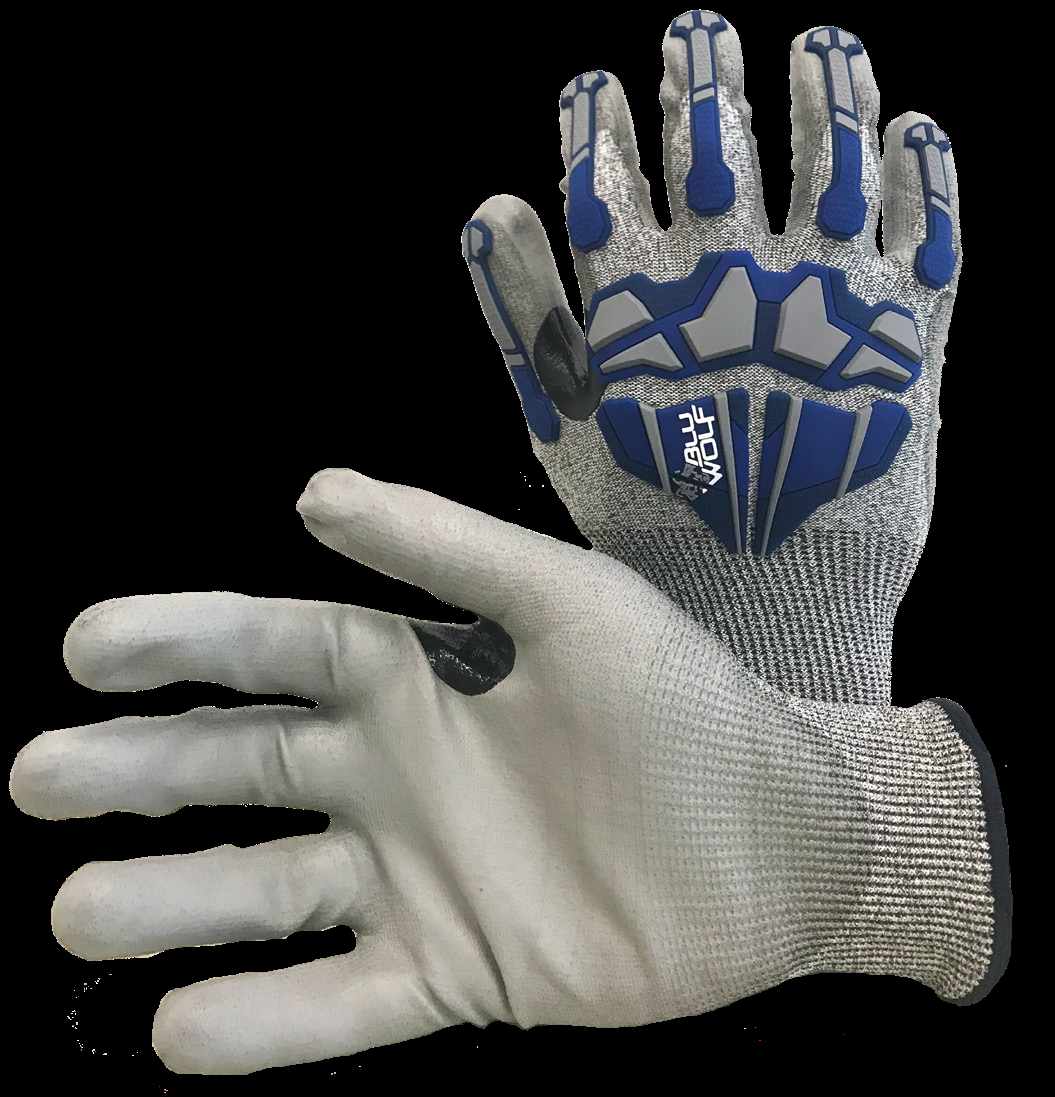 BLU WOLF REBEL X4 CUT-RESISTANT GLOVE WITH PU PALM COATING, LOW PROFILE TPR AND NITRILE REINFORCED THUMB CROTCH-eSafety Supplies, Inc