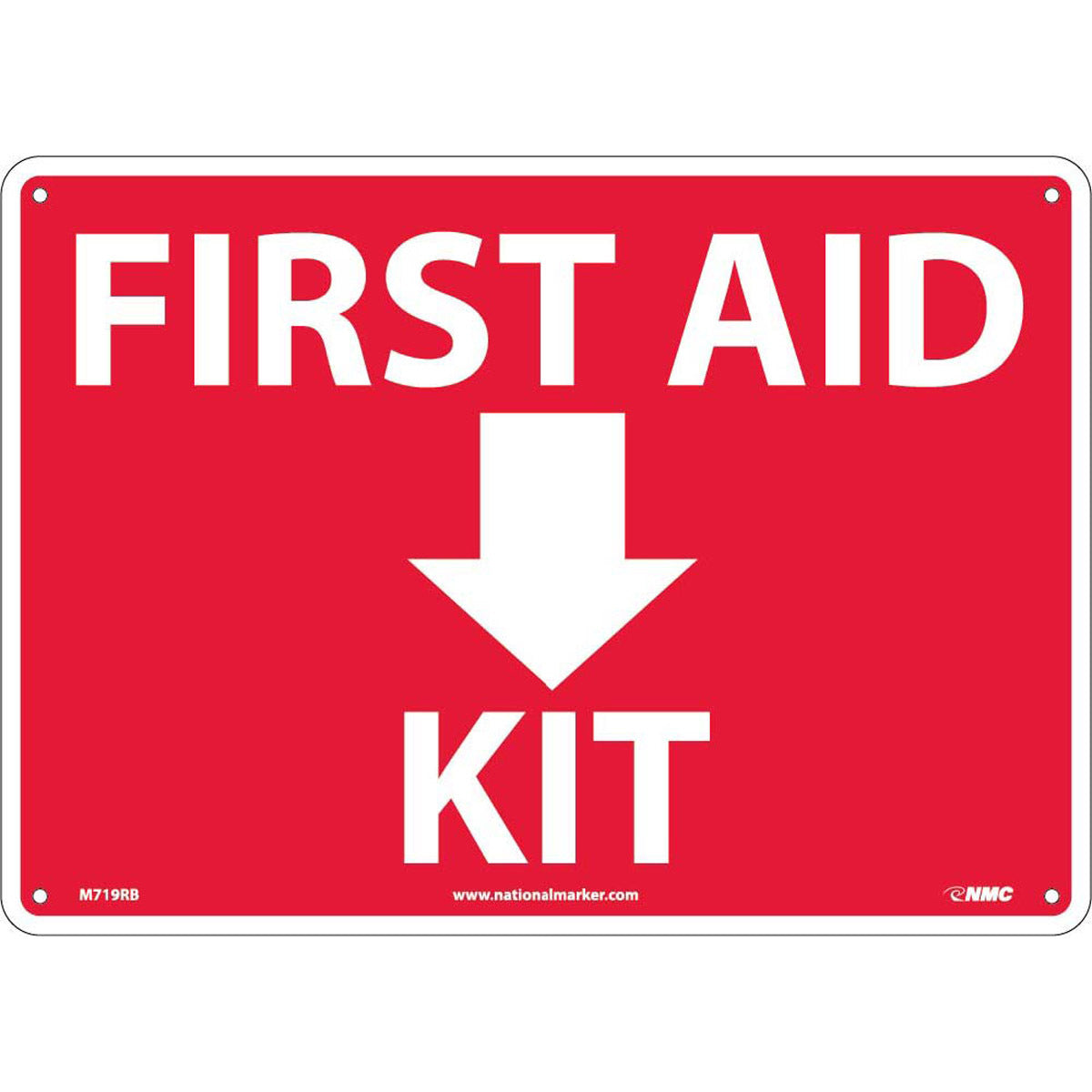 NM 10" X 14" Red .05" Rigid Plastic First Aid Kit Sign "FIRST AID KIT"-eSafety Supplies, Inc