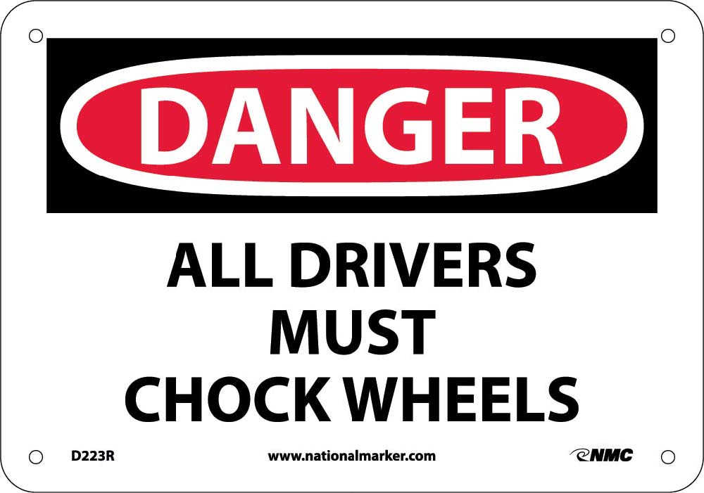 Danger All Drivers Must Chock Wheels Sign-eSafety Supplies, Inc