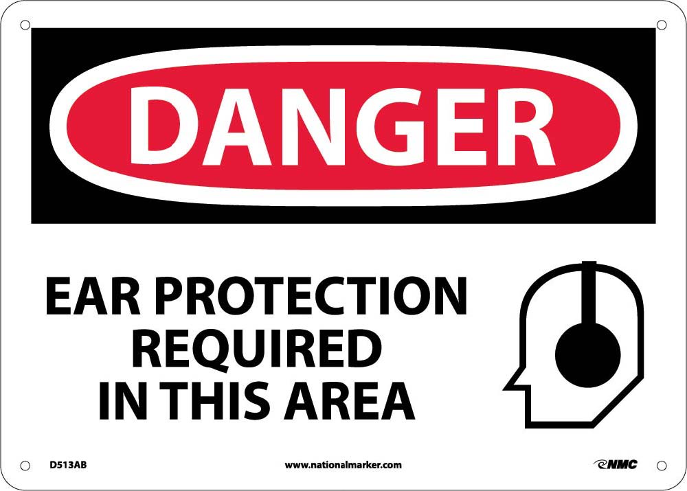 Danger Ear Protection Required In This Area Sign-eSafety Supplies, Inc