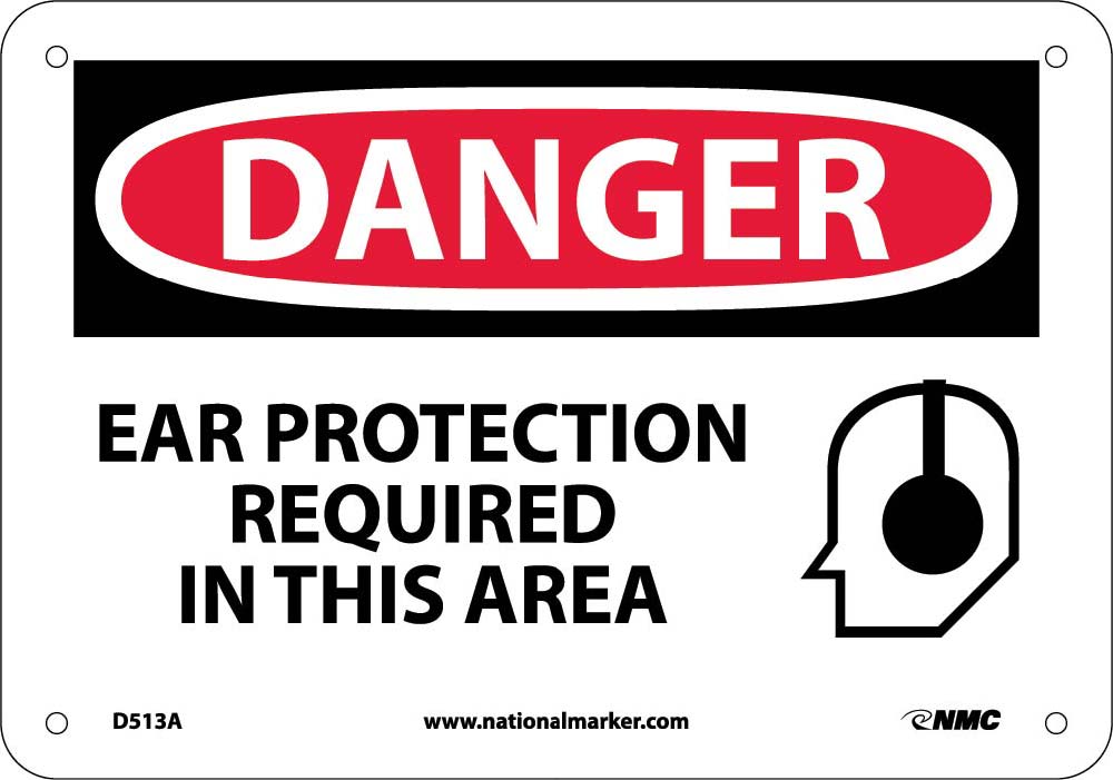 Danger Ear Protection Required In This Area Sign-eSafety Supplies, Inc