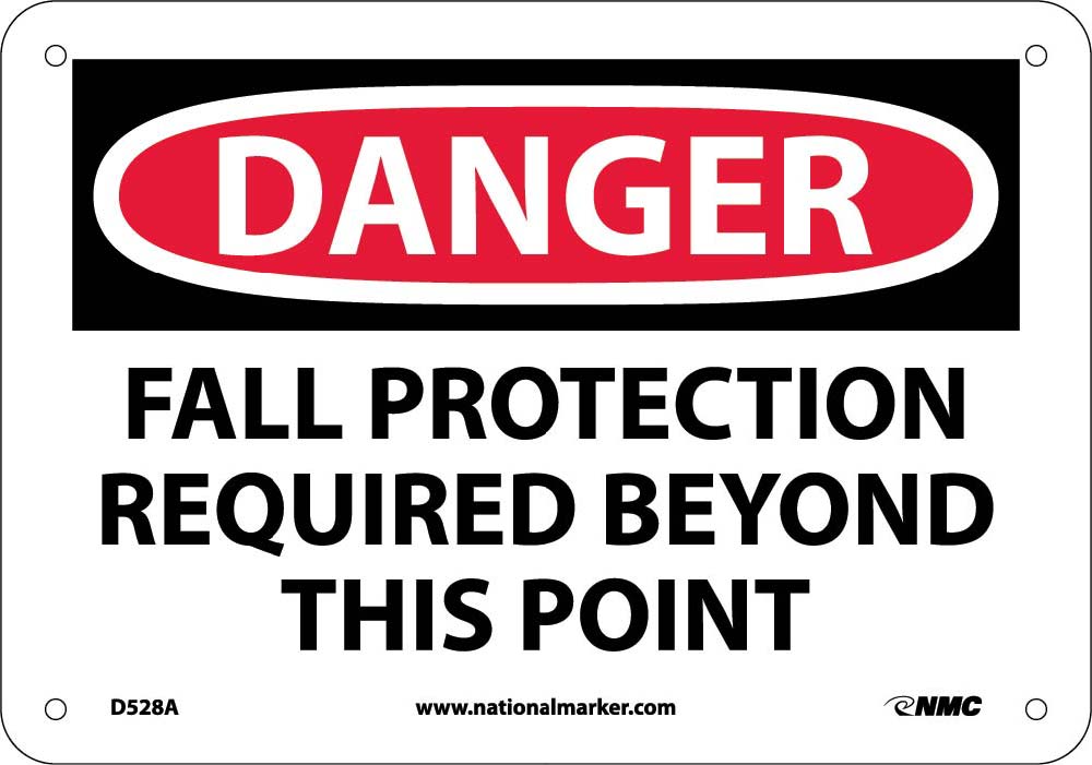 Danger Fall Protection Required Beyond This Point Sign-eSafety Supplies, Inc