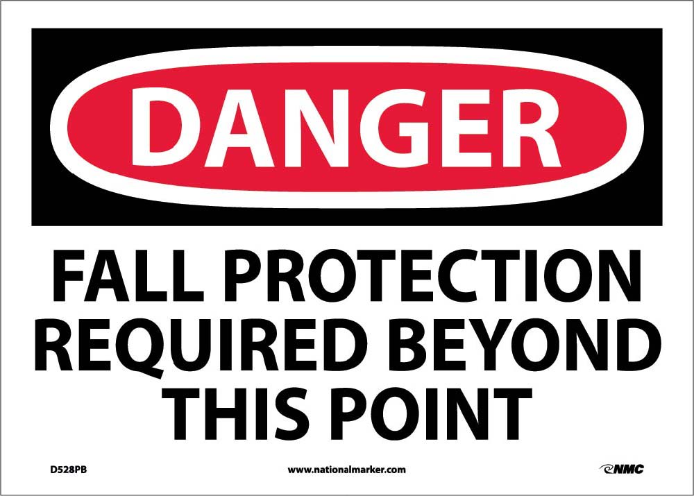 Danger Fall Protection Required Beyond This Point Sign-eSafety Supplies, Inc