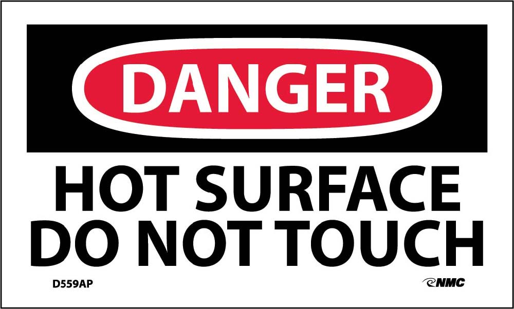 Danger Hot Surface Do Not Touch Label - 5 Pack-eSafety Supplies, Inc