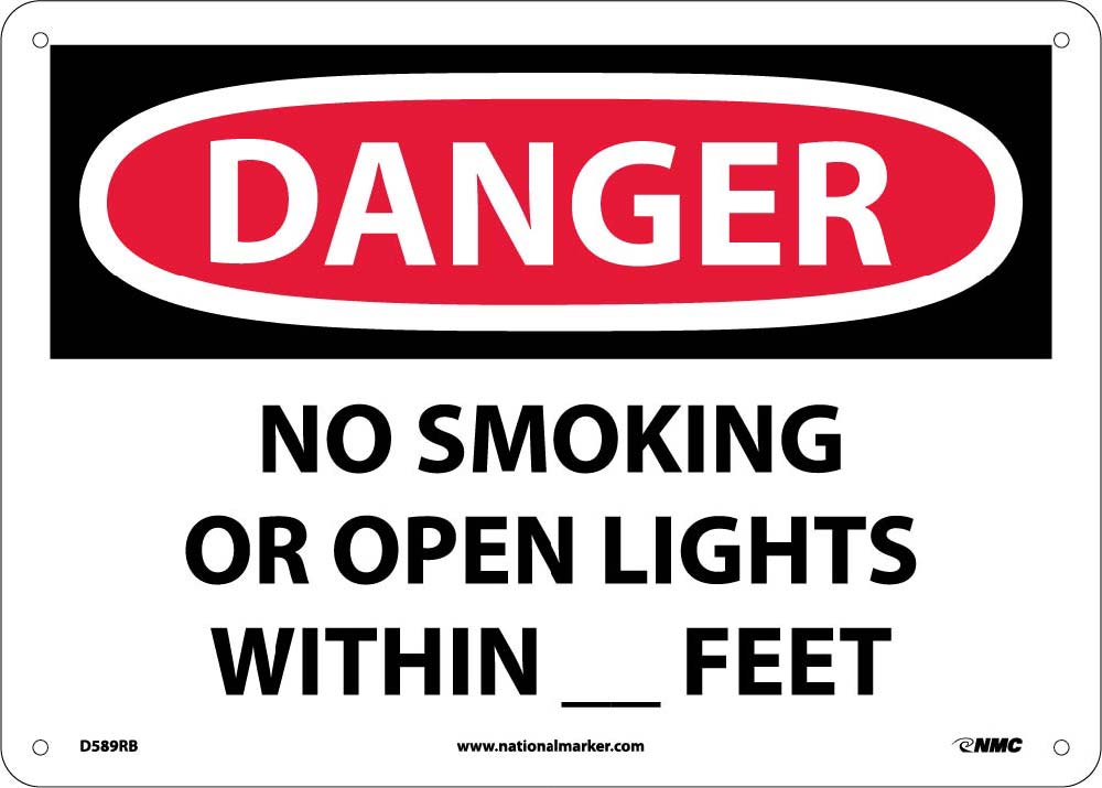 Danger No Smoking Or Open Lights Within __Feet Sign-eSafety Supplies, Inc