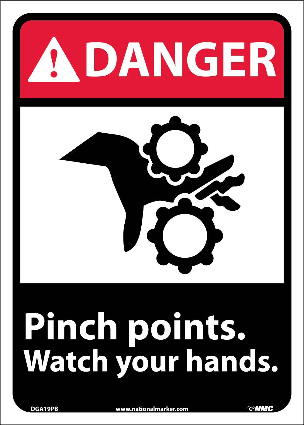 Danger Pinch Points Watch Your Hands Sign-eSafety Supplies, Inc