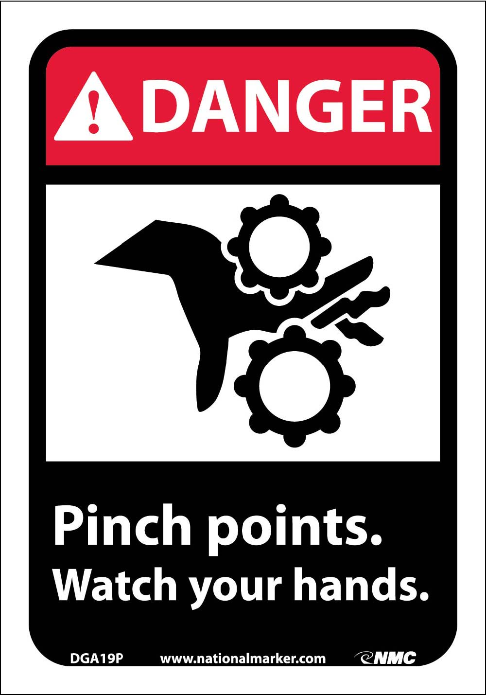 Danger Pinch Points Watch Your Hands Sign-eSafety Supplies, Inc