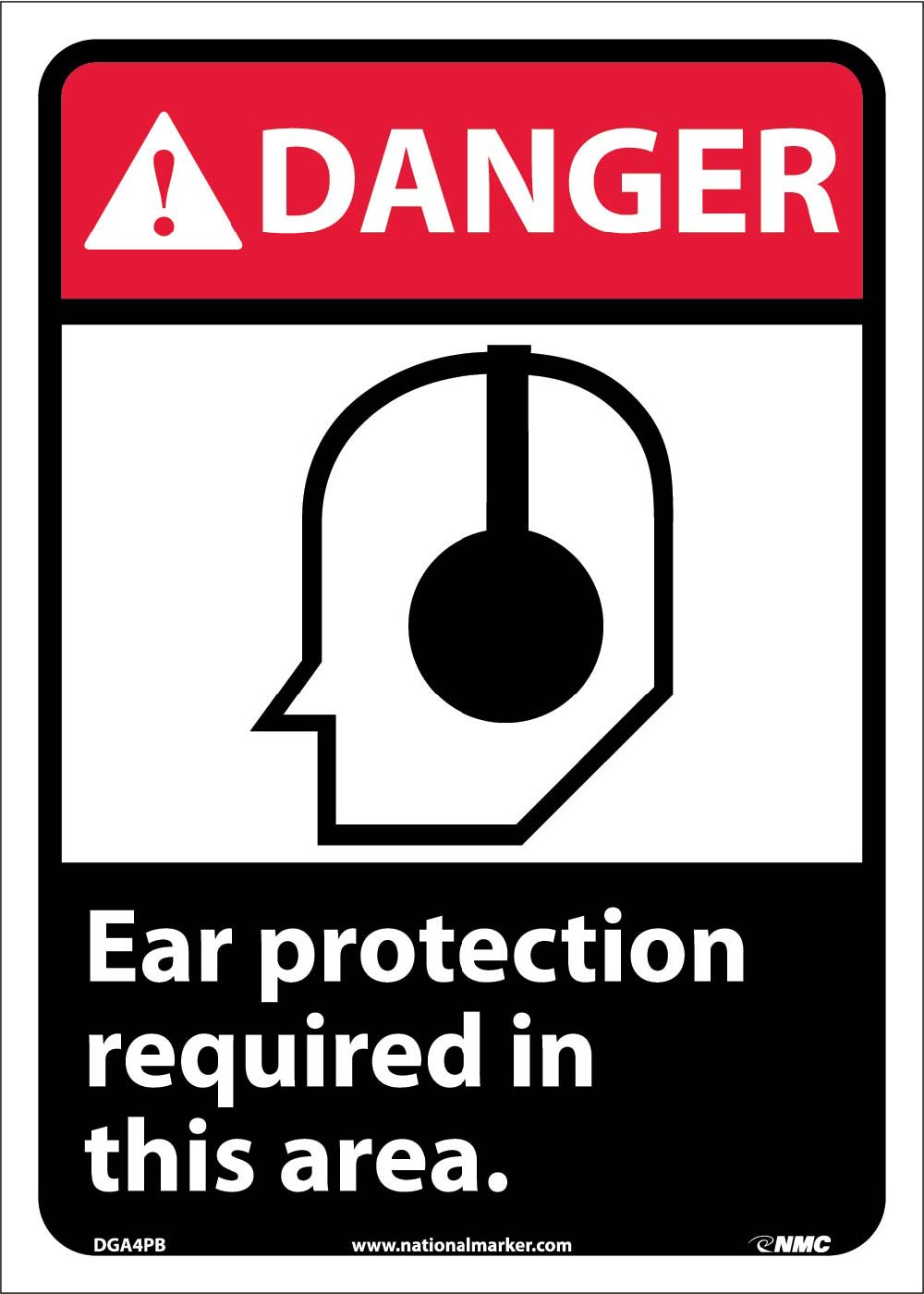 Danger Ear Protection Required In This Area Sign-eSafety Supplies, Inc