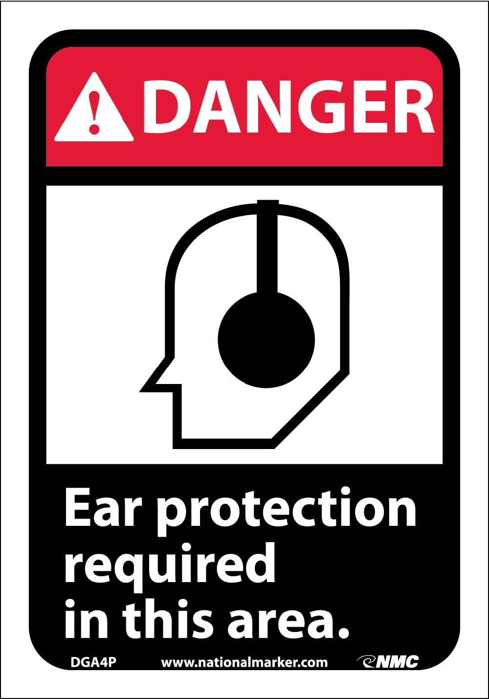 Danger Ear Protection Required In This Area Sign-eSafety Supplies, Inc