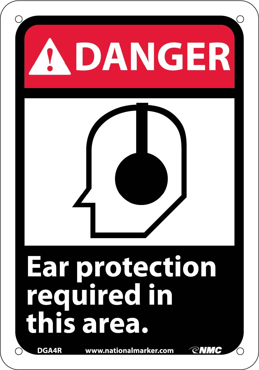 Danger Ear Protection Required In This Area Sign-eSafety Supplies, Inc