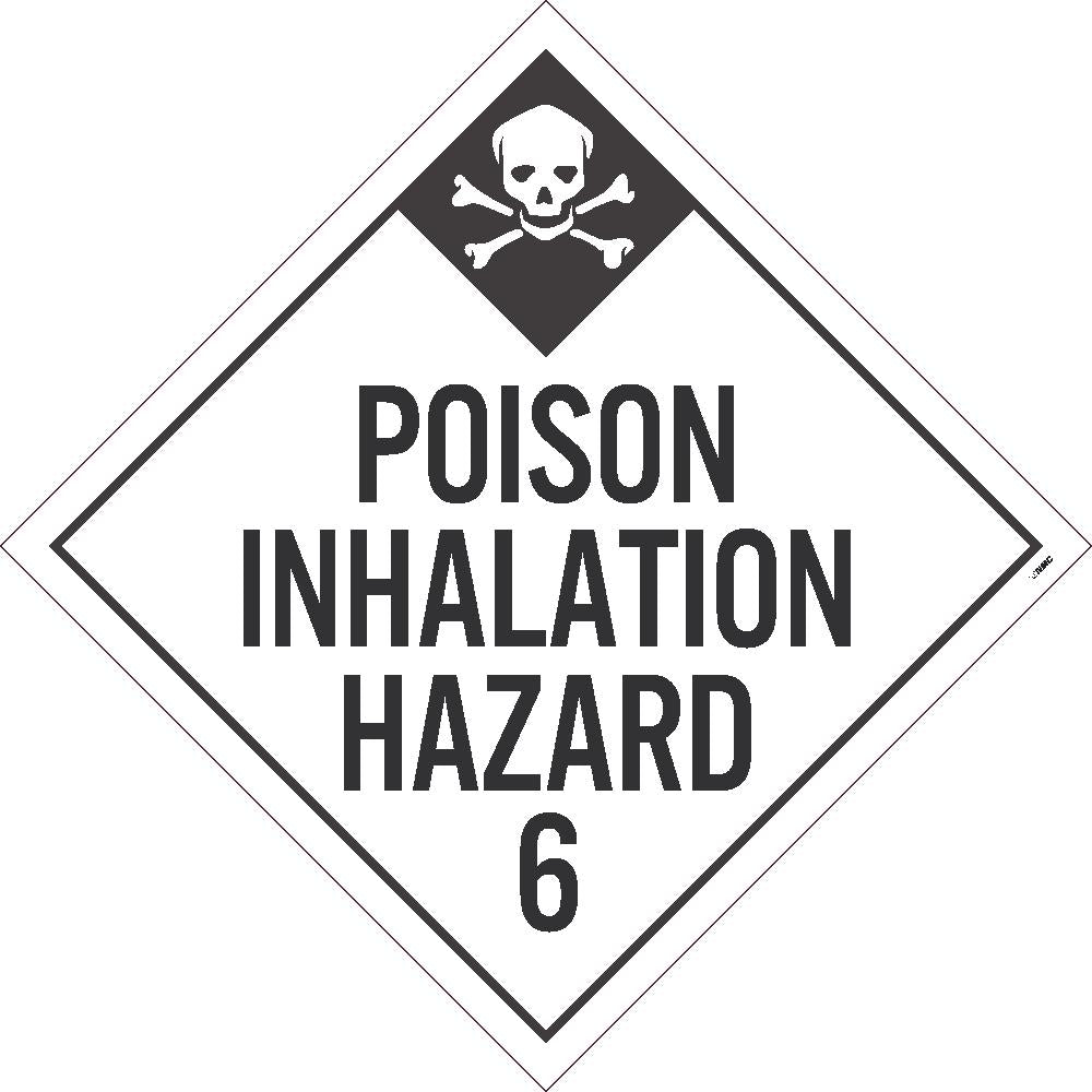 Placard, Poison Inhalation Hazard 6, 10.75X10.75, Pressure Sensitive Vinyl .0045, Pack 100 - DL125P100-eSafety Supplies, Inc