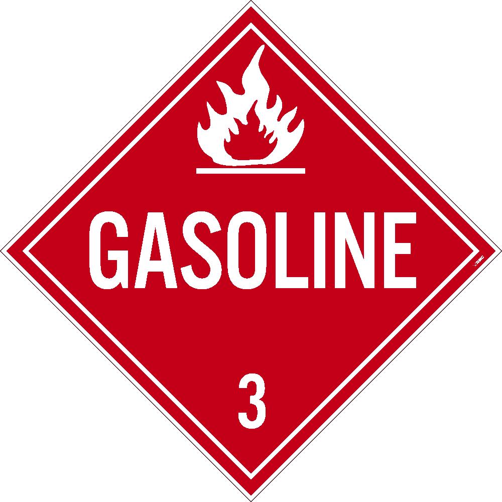 Placard, Gasoline 3, 10.75X10.75, Pressure Sensitive Vinyl .0045, Pack 25 - DL134P25-eSafety Supplies, Inc