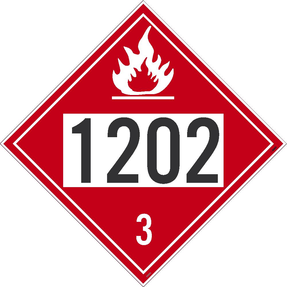 Placard, Diesel, Four Digit 1202, 10.75X10.75, Removable Pressure Sensitive Vinyl .0045, 1 Each - DL193PR-eSafety Supplies, Inc