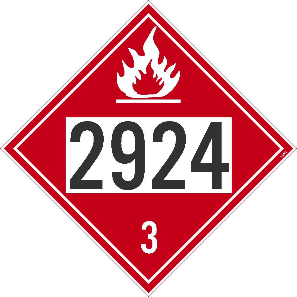 Placard, Flammable 2924 3, 10.75X10.75, Removable Ps Vinyl, Pack 10 - DL650PR10-eSafety Supplies, Inc