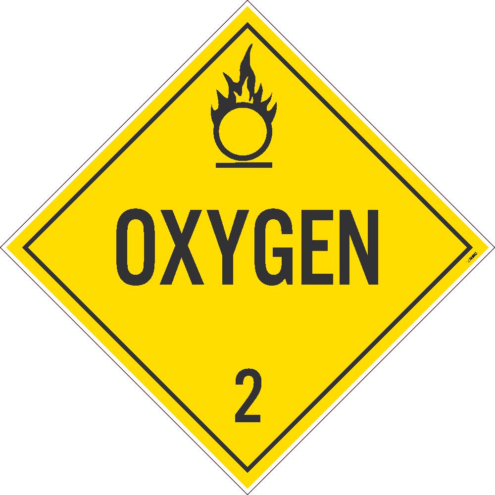 Placard, Oxygen 2, 10.75X10.75, Pressure Sensitive Vinyl .0045, Pack 25 - DL7P25-eSafety Supplies, Inc