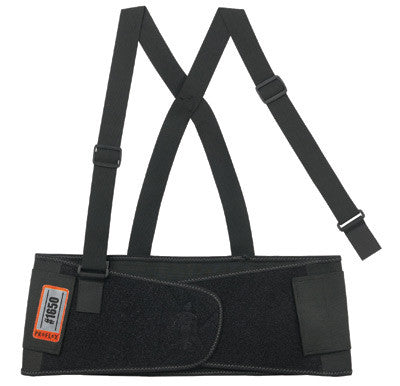 Ergodyne X-Large 7 1/2" Black ProFlex 1650 Elastic Economy Back Support With 5" Single Strap Closure, Rubber Track, Polypropylene Stays And Detachable Suspenders-eSafety Supplies, Inc