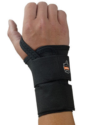 Ergodyne Small Black ProFlex 4010 Elastic Double Strap Left Hand Wrist Support With Two-Stage Hook And Loop Closure And Open-Center Stay-eSafety Supplies, Inc