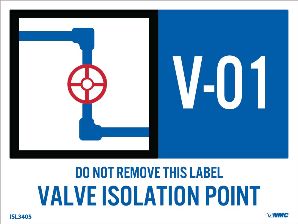 Energy Isolation, Valve Isolation Point, Labels, 3X4, Ps Vinyl, 2 Strips Of 5 Labels, Sequential Numbering 1-10, Pk10 - ISL3405-eSafety Supplies, Inc