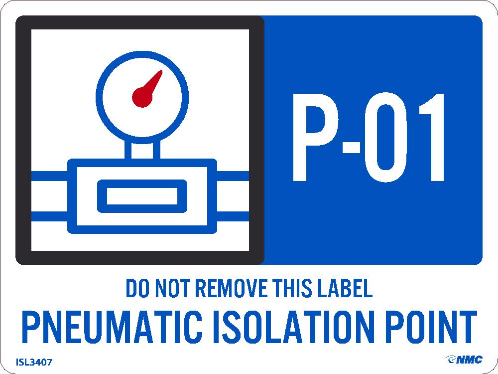 Energy Isolation, Pneumatic Isolation Point, Labels, 3X4, Ps Vinyl, 2 Strips Of 5 Labels, Sequential Numbering 1-10, Pk10 - ISL3407-eSafety Supplies, Inc