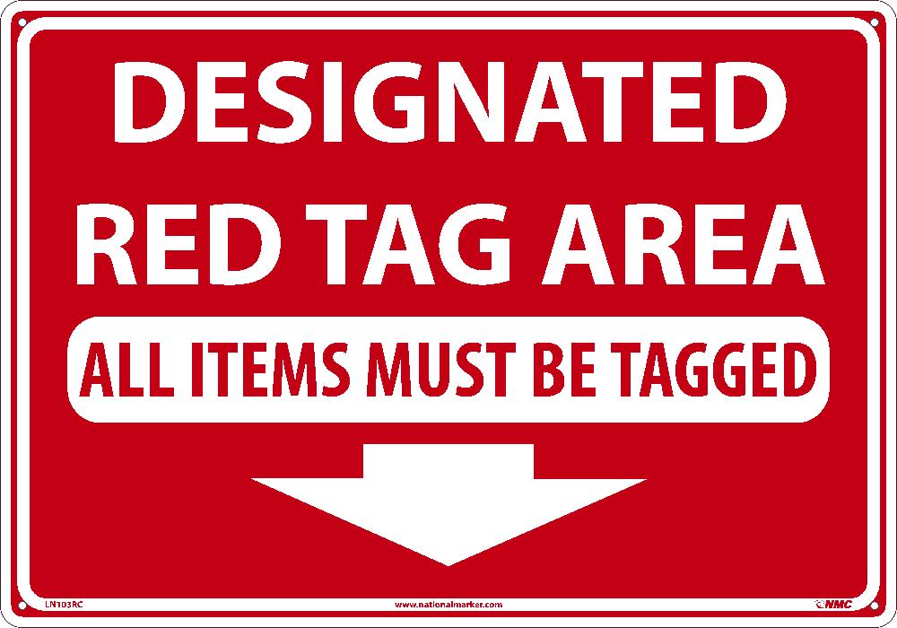 Designated Red Tag Area All., 14X20, Rigid Plastic - LN103RC-eSafety Supplies, Inc