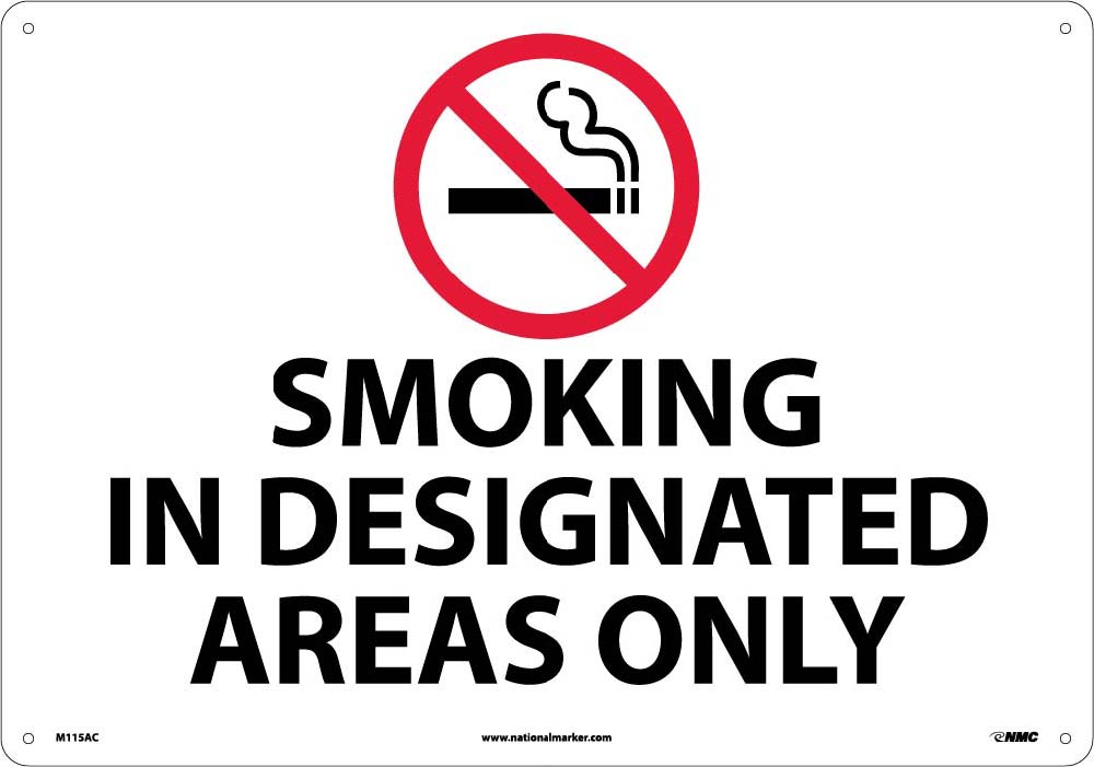 Smoking In Designated Areas Only Sign-eSafety Supplies, Inc