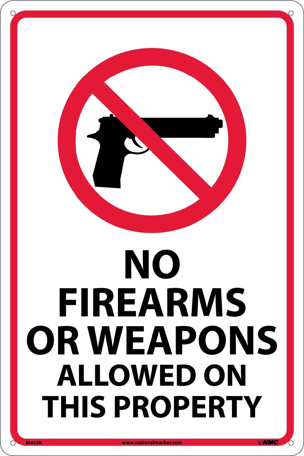 No Firearms Or Weapons Allowed On This Property Sign-eSafety Supplies, Inc