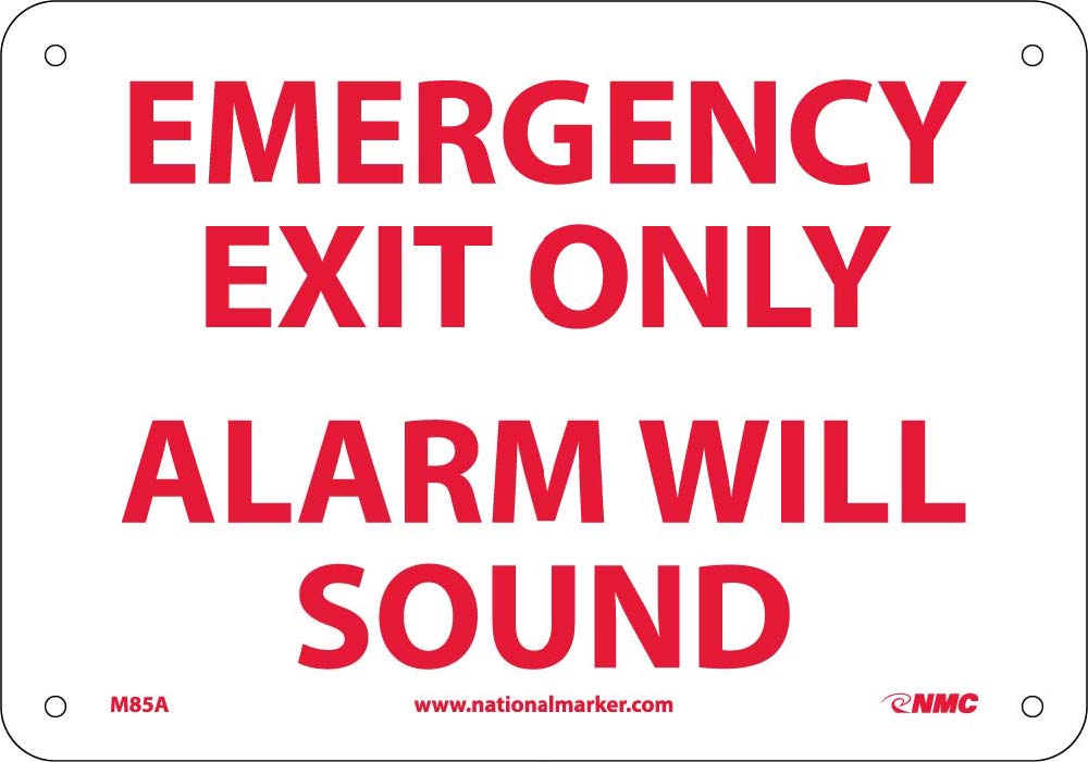 Emergency Exit Only Alarm Will Sound Sign-eSafety Supplies, Inc