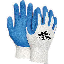 Memphis Small FlexTuff 10 Gauge Abrasion Resistant Blue Latex And Rubber Dipped Palm And Finger Coated Work Gloves With Cotton And Polyester Liner And Knit Wrist-eSafety Supplies, Inc