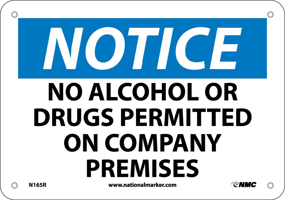 Notice No Alcohol Or Drugs Permitted Sign-eSafety Supplies, Inc