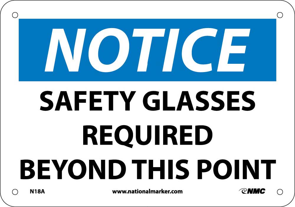 Notice Safety Glasses Required Beyond This Point Sign-eSafety Supplies, Inc