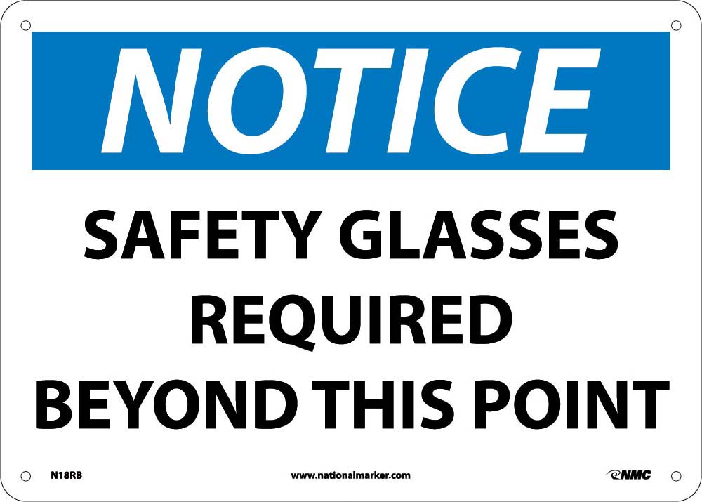 Notice Safety Glasses Required Beyond This Point Sign-eSafety Supplies, Inc