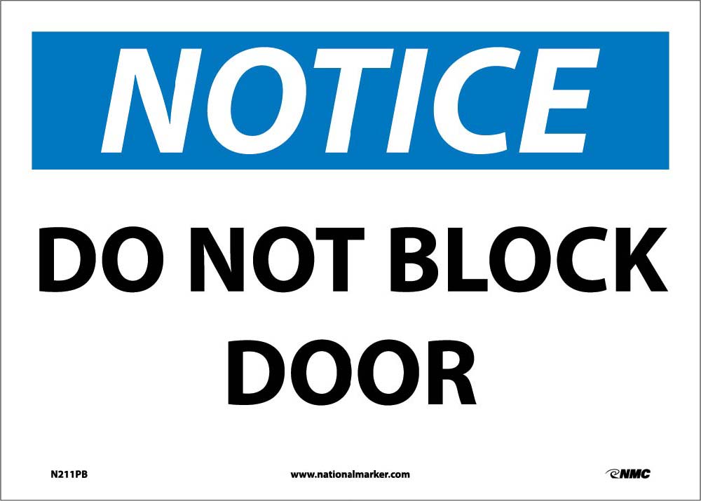 Notice Do Not Block Door Sign-eSafety Supplies, Inc