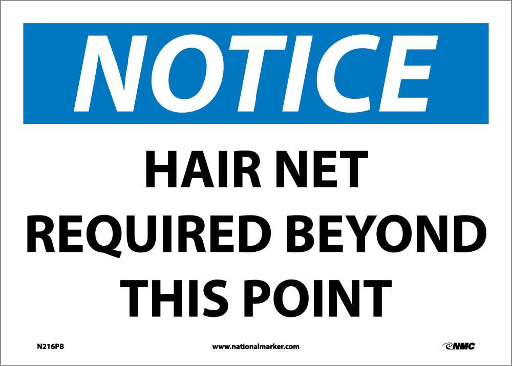 Notice Hair Net Required Beyond This Point Sign-eSafety Supplies, Inc