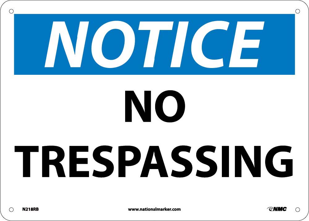 Notice No Trespassing Sign-eSafety Supplies, Inc