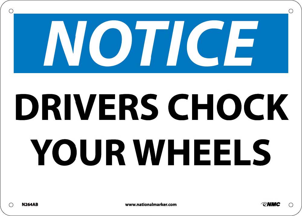 Notice Drivers Chock Your Wheels Sign-eSafety Supplies, Inc