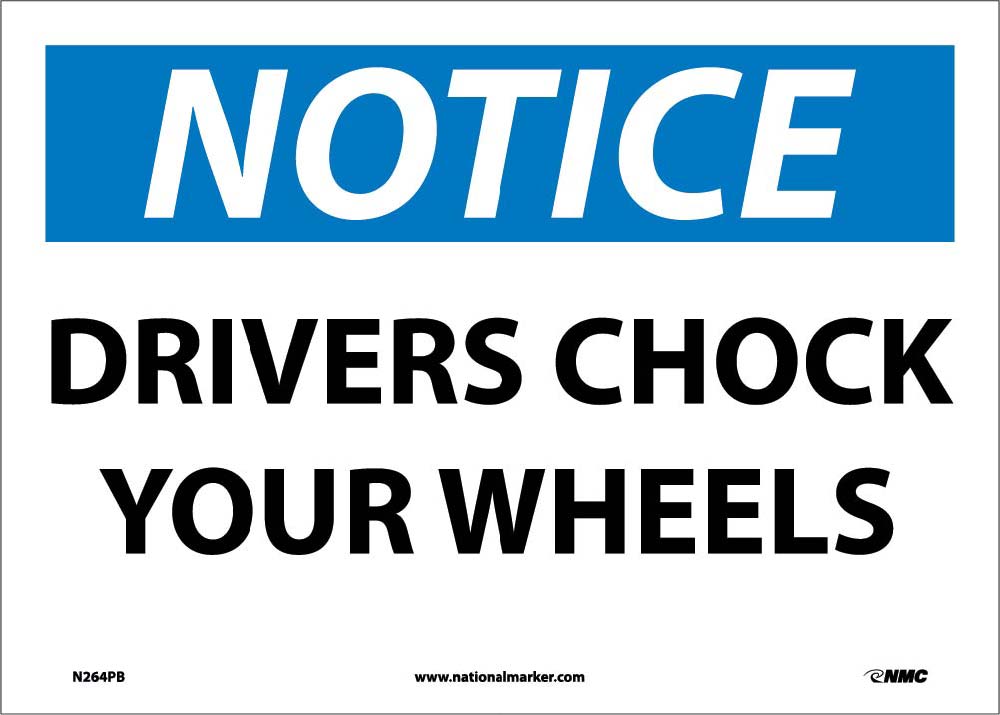 Notice Drivers Chock Your Wheels Sign-eSafety Supplies, Inc