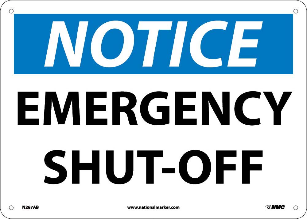 Notice Emergency Shut-Off Sign-eSafety Supplies, Inc