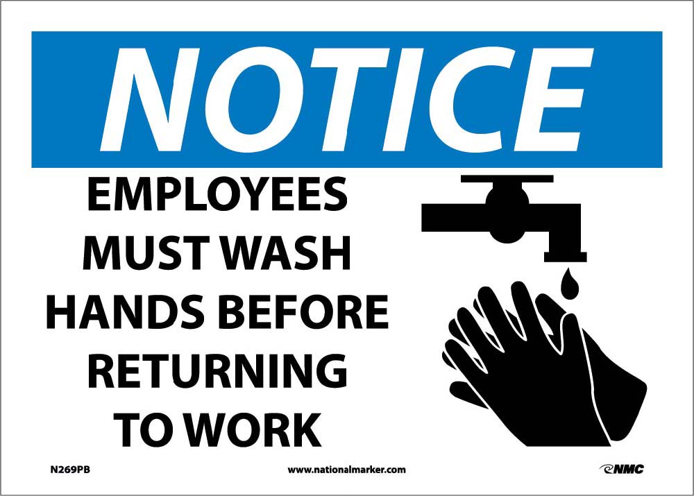 Notice Employees Must Wash Hands Sign-eSafety Supplies, Inc