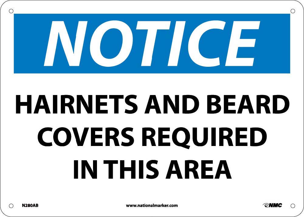 Notice Hairnets And Beard Covers Required Sign-eSafety Supplies, Inc