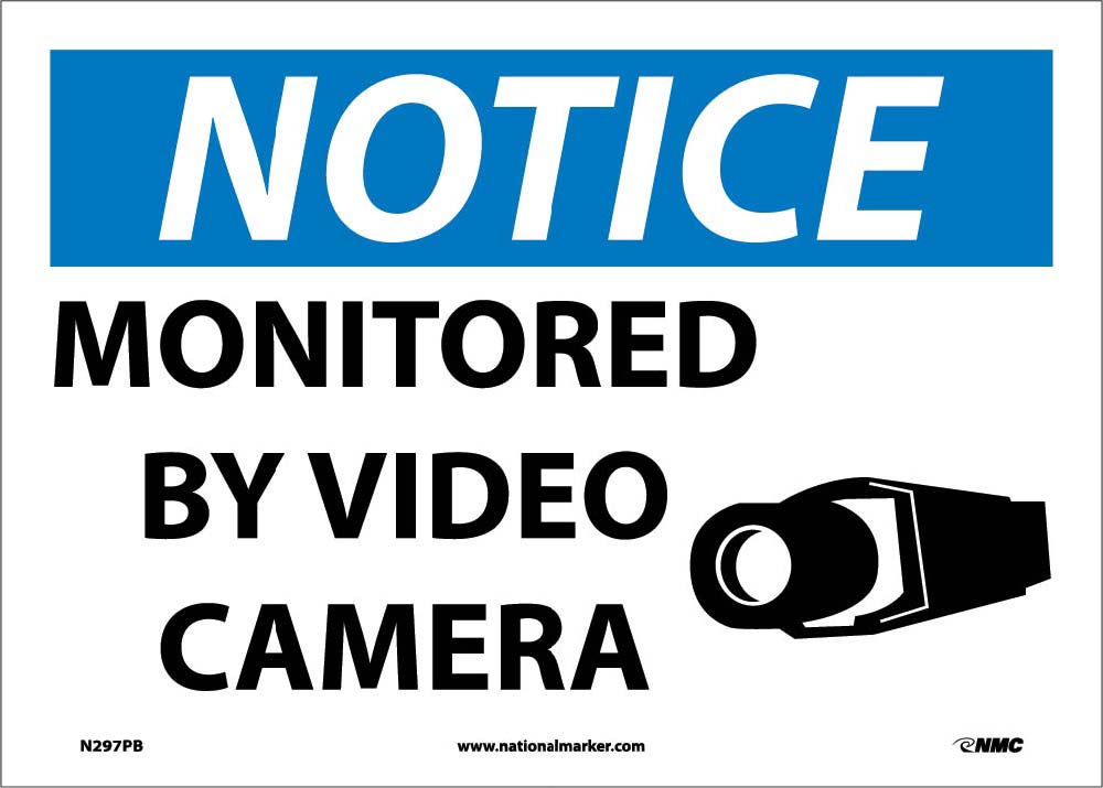 Notice Monitored By Video Camera Sign-eSafety Supplies, Inc