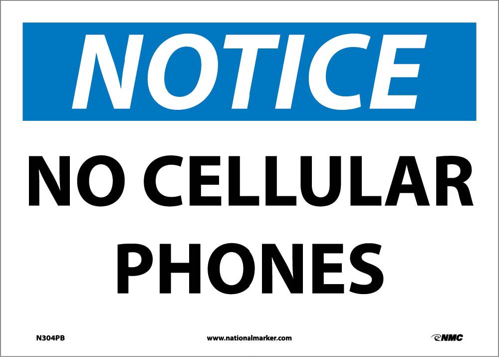 Notice No Cellular Phones Sign-eSafety Supplies, Inc