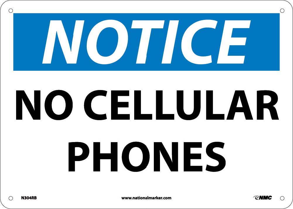 Notice No Cellular Phones Sign-eSafety Supplies, Inc