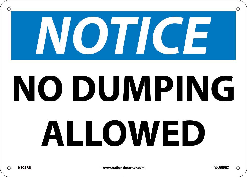 Notice No Dumping Allowed Sign-eSafety Supplies, Inc