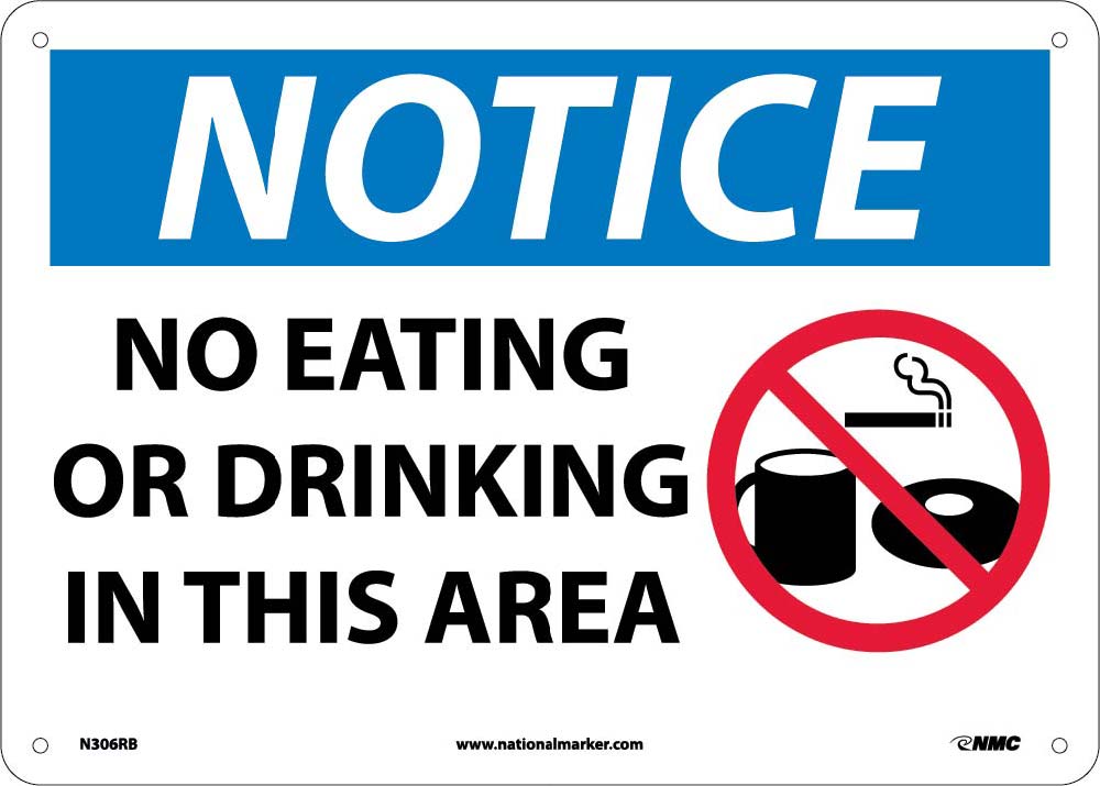 Notice No Eating Or Drinking In This Area Sign-eSafety Supplies, Inc