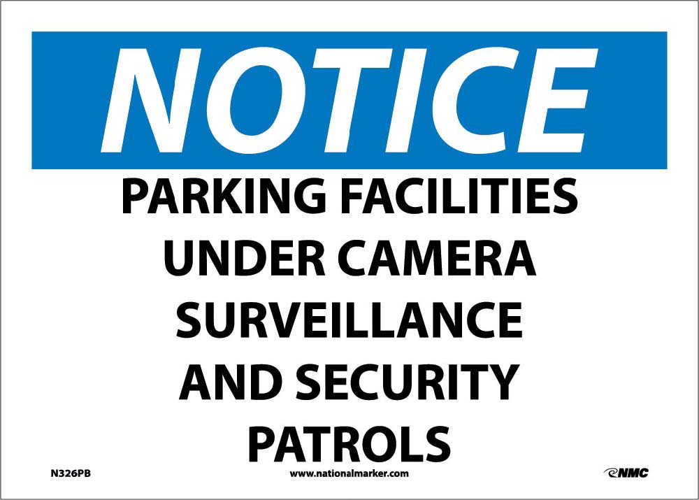 Notice Parking Facilities Under Security Sign-eSafety Supplies, Inc