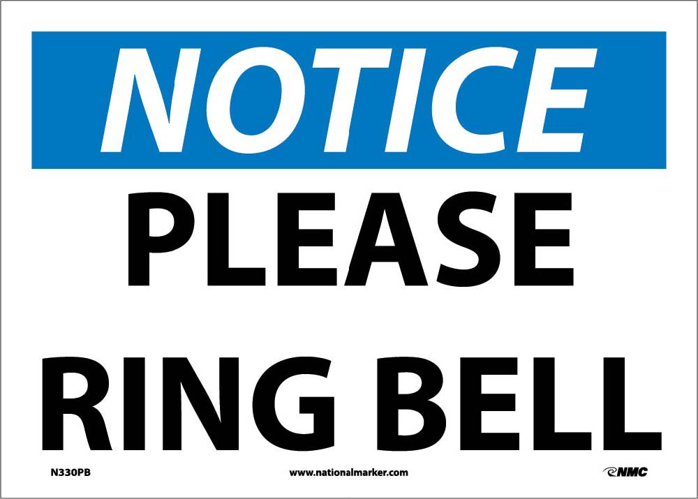 Notice Please Ring Bell Sign-eSafety Supplies, Inc