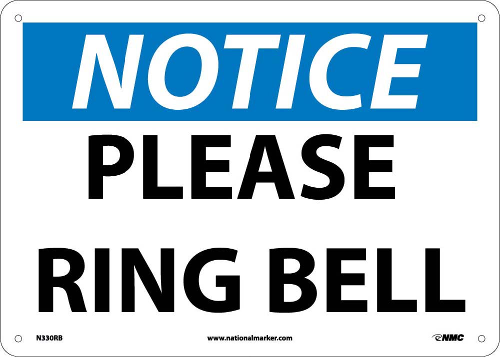 Notice Please Ring Bell Sign-eSafety Supplies, Inc