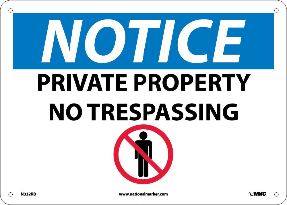 Notice Private Property No Trespassing Sign-eSafety Supplies, Inc