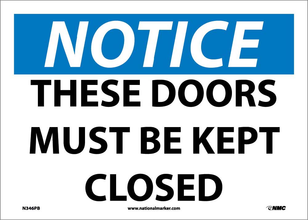 Notice These Doors Must Be Kept Closed Sign-eSafety Supplies, Inc