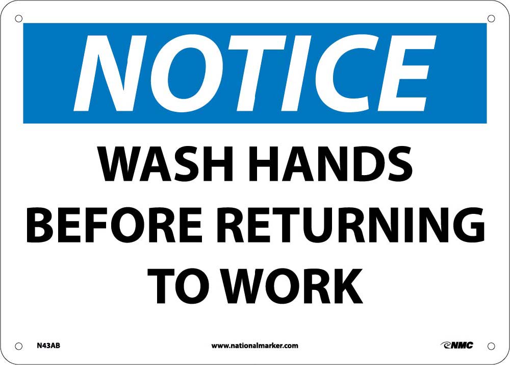 Notice Wash Hands Before Returning To Work Sign-eSafety Supplies, Inc